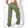 imageSweatyRocks Womens High Waist Cargo Jeans Flap Pocket Wide Leg Denim PantsArmy Green