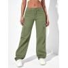 imageSweatyRocks Womens High Waist Cargo Jeans Flap Pocket Wide Leg Denim PantsArmy Green