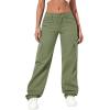 imageSweatyRocks Womens High Waist Cargo Jeans Flap Pocket Wide Leg Denim PantsArmy Green
