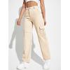 imageSweatyRocks Womens High Waist Cargo Jeans Flap Pocket Wide Leg Denim PantsBeige