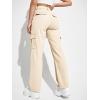imageSweatyRocks Womens High Waist Cargo Jeans Flap Pocket Wide Leg Denim PantsBeige
