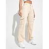 imageSweatyRocks Womens High Waist Cargo Jeans Flap Pocket Wide Leg Denim PantsBeige