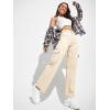 imageSweatyRocks Womens High Waist Cargo Jeans Flap Pocket Wide Leg Denim PantsBeige
