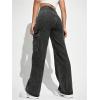 imageSweatyRocks Womens High Waist Cargo Jeans Flap Pocket Wide Leg Denim PantsBlack