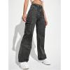imageSweatyRocks Womens High Waist Cargo Jeans Flap Pocket Wide Leg Denim PantsBlack