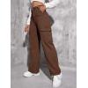 imageSweatyRocks Womens High Waist Cargo Jeans Flap Pocket Wide Leg Denim PantsChocolate Brown
