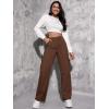 imageSweatyRocks Womens High Waist Cargo Jeans Flap Pocket Wide Leg Denim PantsChocolate Brown