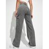 imageSweatyRocks Womens High Waist Cargo Jeans Flap Pocket Wide Leg Denim PantsDark Gray