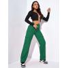 imageSweatyRocks Womens High Waist Cargo Jeans Flap Pocket Wide Leg Denim PantsDark Green