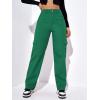 imageSweatyRocks Womens High Waist Cargo Jeans Flap Pocket Wide Leg Denim PantsDark Green