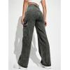 imageSweatyRocks Womens High Waist Cargo Jeans Flap Pocket Wide Leg Denim PantsDark Grey