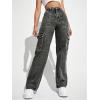 imageSweatyRocks Womens High Waist Cargo Jeans Flap Pocket Wide Leg Denim PantsDark Grey