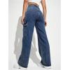 imageSweatyRocks Womens High Waist Cargo Jeans Flap Pocket Wide Leg Denim PantsDark Wash