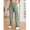 imageSweatyRocks Womens High Waist Cargo Jeans Flap Pocket Wide Leg Denim PantsDeep Green