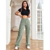 imageSweatyRocks Womens High Waist Cargo Jeans Flap Pocket Wide Leg Denim PantsDeep Green