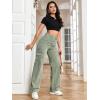 imageSweatyRocks Womens High Waist Cargo Jeans Flap Pocket Wide Leg Denim PantsDeep Green