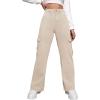 imageSweatyRocks Womens High Waist Cargo Jeans Flap Pocket Wide Leg Denim PantsKhaki
