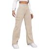 imageSweatyRocks Womens High Waist Cargo Jeans Flap Pocket Wide Leg Denim PantsKhaki