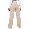 imageSweatyRocks Womens High Waist Cargo Jeans Flap Pocket Wide Leg Denim PantsKhaki
