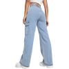 imageSweatyRocks Womens High Waist Cargo Jeans Flap Pocket Wide Leg Denim PantsLight Wash