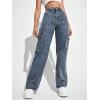 imageSweatyRocks Womens High Waist Cargo Jeans Flap Pocket Wide Leg Denim PantsMedium Wash