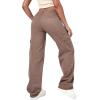 imageSweatyRocks Womens High Waist Cargo Jeans Flap Pocket Wide Leg Denim PantsMocha Brown