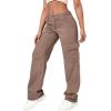 imageSweatyRocks Womens High Waist Cargo Jeans Flap Pocket Wide Leg Denim PantsMocha Brown