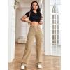 imageSweatyRocks Womens High Waist Cargo Jeans Flap Pocket Wide Leg Denim PantsPale Khaki