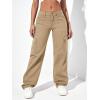 imageSweatyRocks Womens High Waist Cargo Jeans Flap Pocket Wide Leg Denim PantsPlain Khaki