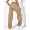 imageSweatyRocks Womens High Waist Cargo Jeans Flap Pocket Wide Leg Denim PantsPlain Khaki