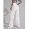 imageSweatyRocks Womens High Waist Cargo Jeans Flap Pocket Wide Leg Denim PantsPlain White