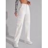 imageSweatyRocks Womens High Waist Cargo Jeans Flap Pocket Wide Leg Denim PantsPlain White