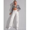 imageSweatyRocks Womens High Waist Cargo Jeans Flap Pocket Wide Leg Denim PantsPlain White