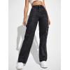 imageSweatyRocks Womens High Waist Cargo Jeans Flap Pocket Wide Leg Denim PantsPure Black