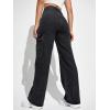 imageSweatyRocks Womens High Waist Cargo Jeans Flap Pocket Wide Leg Denim PantsPure Black