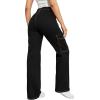 imageSweatyRocks Womens High Waist Cargo Jeans Flap Pocket Wide Leg Denim PantsSolid Black