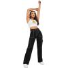 imageSweatyRocks Womens High Waist Cargo Jeans Flap Pocket Wide Leg Denim PantsSolid Black