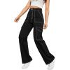imageSweatyRocks Womens High Waist Cargo Jeans Flap Pocket Wide Leg Denim PantsSolid Black