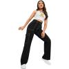 imageSweatyRocks Womens High Waist Cargo Jeans Flap Pocket Wide Leg Denim PantsSolid Black