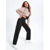 imageSweatyRocks Womens High Waist Cargo Jeans Flap Pocket Wide Leg Denim PantsSolid Plain Black