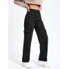 imageSweatyRocks Womens High Waist Cargo Jeans Flap Pocket Wide Leg Denim PantsSolid Plain Black