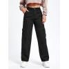 imageSweatyRocks Womens High Waist Cargo Jeans Flap Pocket Wide Leg Denim PantsSolid Plain Black