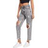 imageSweatyRocks Womens High Waist Ripped Jeans Distressed Raw Hem Denim PantsLight Grey