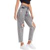 imageSweatyRocks Womens High Waist Ripped Jeans Distressed Raw Hem Denim PantsLight Grey