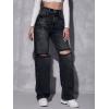 imageSweatyRocks Womens High Waist Ripped Straight Leg Jeans Boyfriend Style Distressed Denim Pants with PocketBlack
