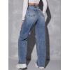 imageSweatyRocks Womens High Waist Ripped Straight Leg Jeans Boyfriend Style Distressed Denim Pants with PocketLight Wash