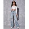 imageSweatyRocks Womens High Waist Ripped Straight Leg Jeans Boyfriend Style Distressed Denim Pants with PocketMulticolor