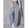 imageSweatyRocks Womens High Waist Ripped Straight Leg Jeans Boyfriend Style Distressed Denim Pants with PocketMulticolor