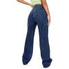 imageSweatyRocks Womens High Waist Straight Leg Jeans Ripped Distressed Denim PantsDark Blue
