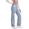 imageSweatyRocks Womens High Waist Straight Leg Jeans Ripped Distressed Denim PantsLight Blue